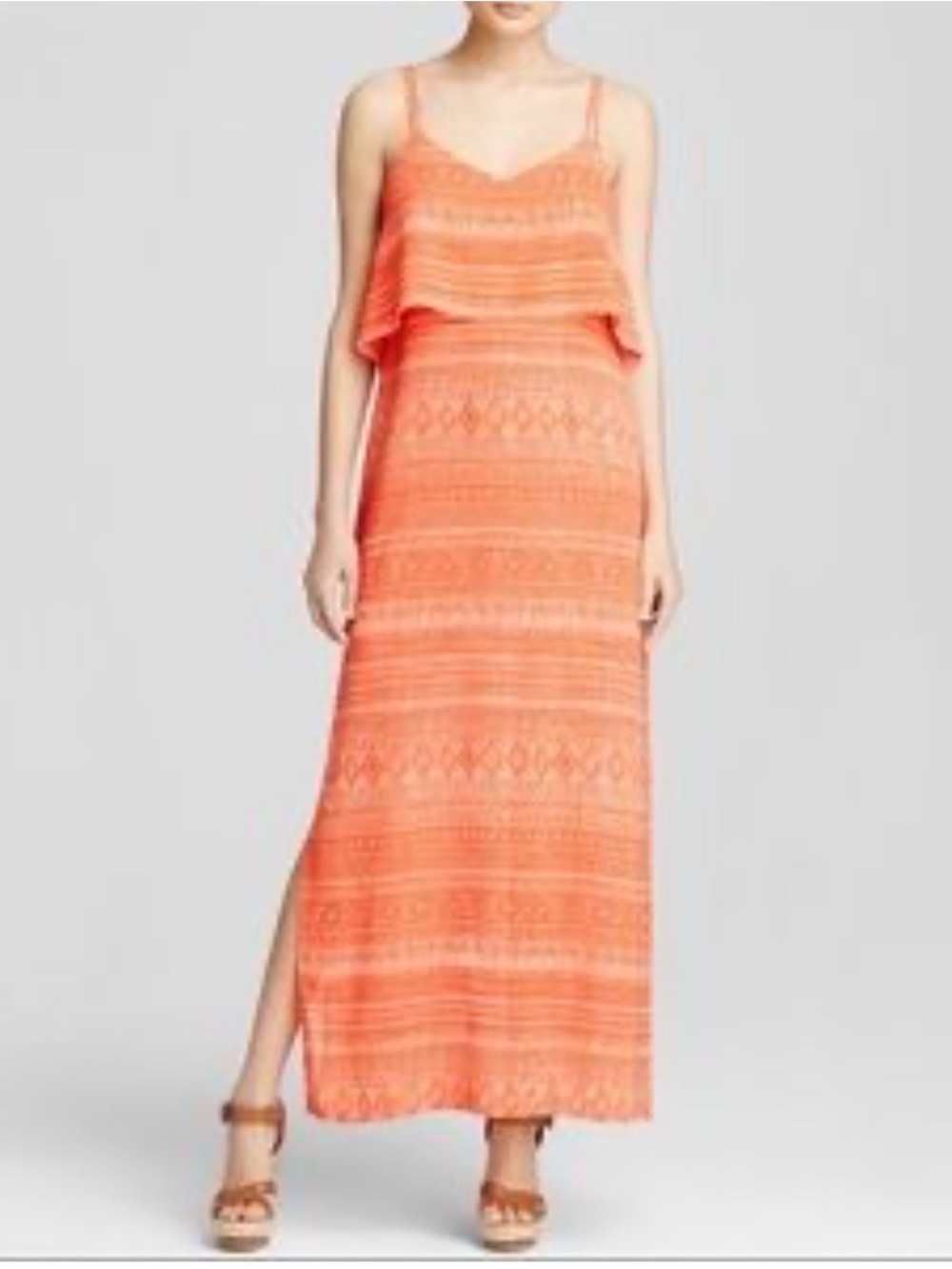 Sanctuary Coral-Orange Printed Maxi Dress